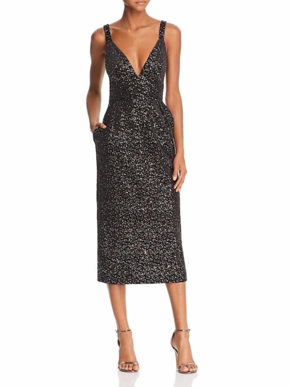 JILL STUART Velvet Sequined Midi Dress 0884